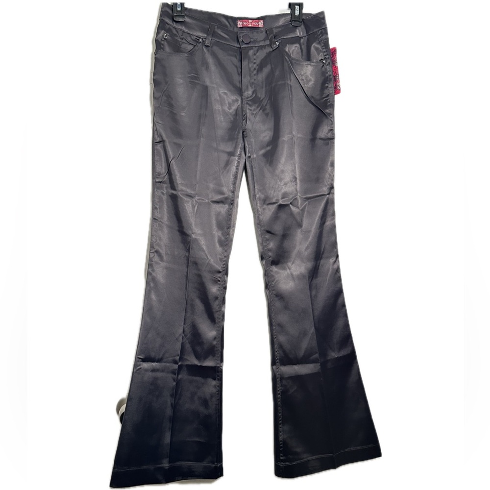 Silver Metallic Flared Women's Pants